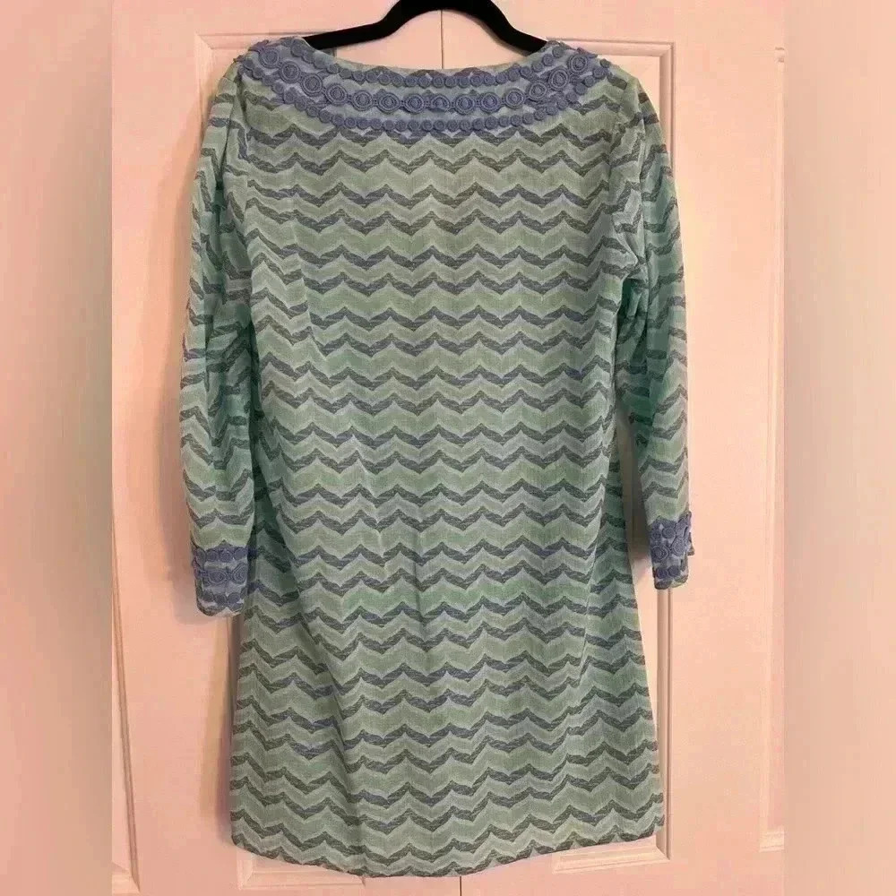 Vineyard Vines Whale Tail Chevron Print Tunic Cover Up Cotton Blue Size Small - Picture 6 of 13